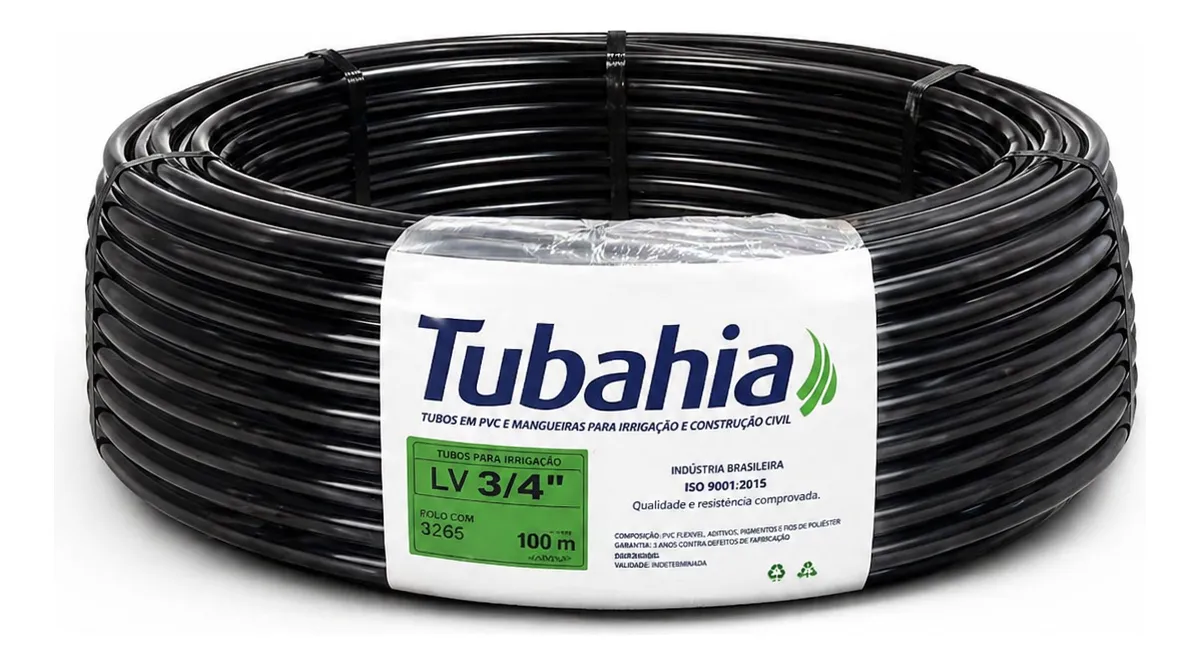 Mangueira de irrigação Tubahia LV 3/4 polegada, rolo de 100 metros